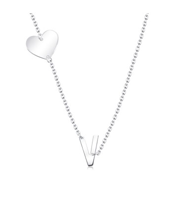 Heart with V Silver Necklace SPE-5743